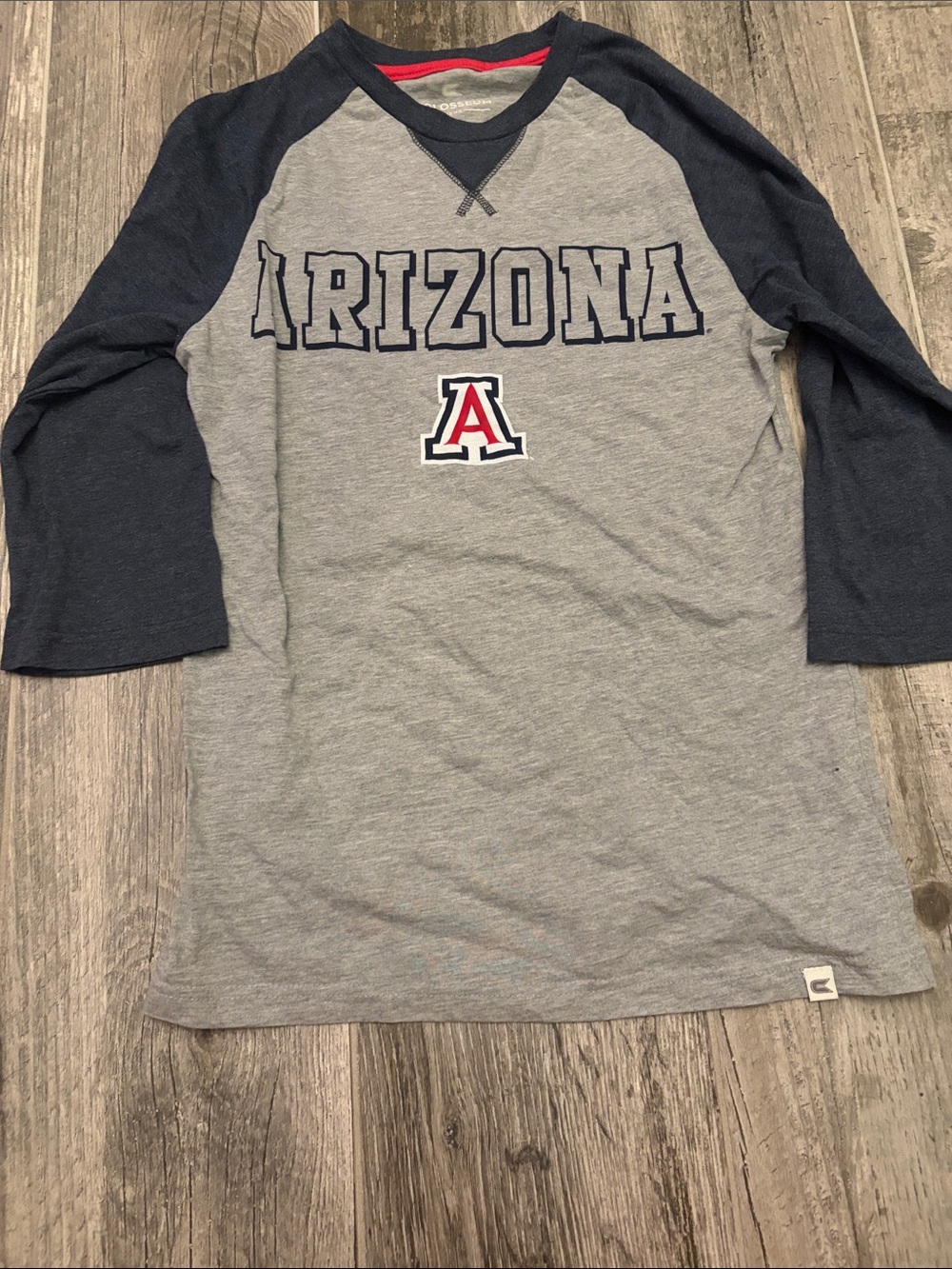 Arizona Collegiate Raglan Shirt - Gray & Navy with Red Accent